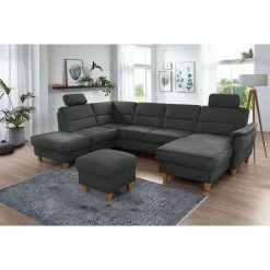 Loftscape Canapé panoramique Corvus - Microfibre Alais: Gris - Méridienne longue à gauche (vue de face) - Avec fonction couchage -loftscape Boutique 1000317108 220120 11552700873 MOOD DETAILS P000000001000317108 mood