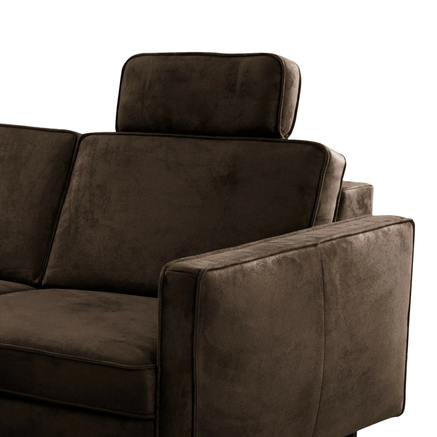 Canapé d’angle Godow I - Microfibre Flavie: Marron foncé - Méridienne longue à gauche (vue de face) 9 Canapé d’angle Godow I - Microfibre Flavie: Marron foncé - Méridienne longue à gauche (vue de face) – Image 7