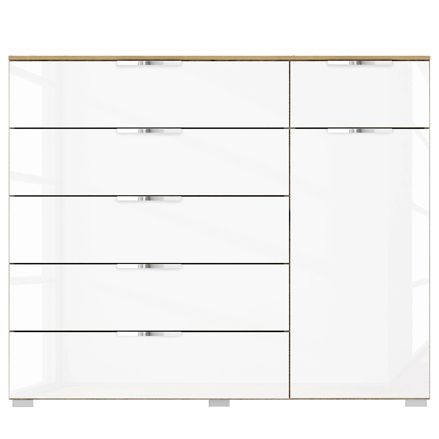 Commode SKØP x6+1 - Blanc brillant / Imitation chêne Artisan - Chrome 4 Commode SKØP x6+1 - Blanc brillant / Imitation chêne Artisan - Chrome – Image 2