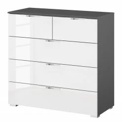Buffet SKØP x3+2 - Blanc brillant / Graphite - Chrome