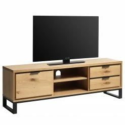 Loftscape Meuble TV Limoges - Placage en bois véritable / Métal -Chêne / Noir