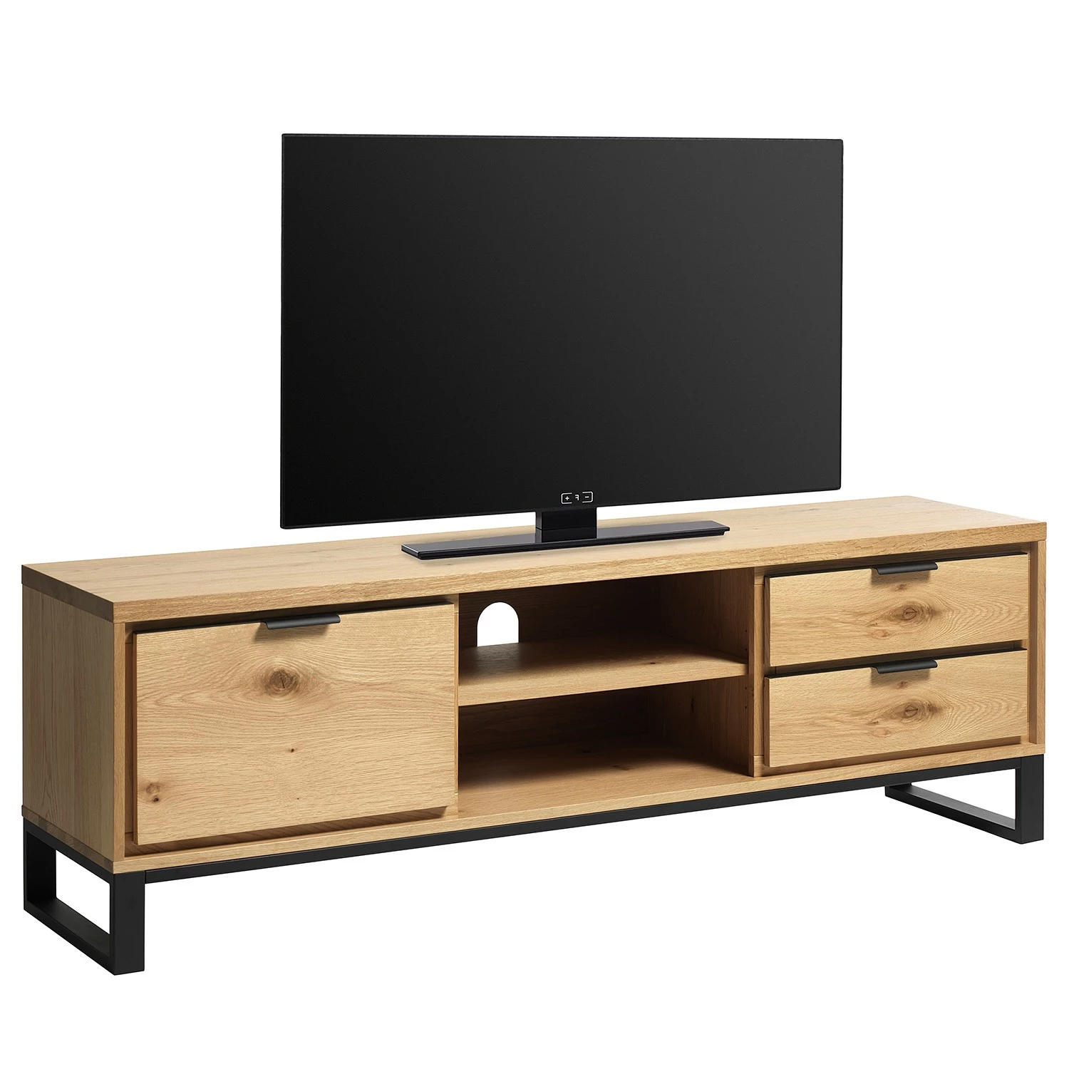 Loftscape Meuble TV Limoges - Placage en bois véritable / Métal -Chêne / Noir 3 Loftscape Meuble TV Limoges - Placage en bois véritable / Métal -Chêne / Noir