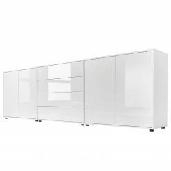 Loftscape Meuble à chaussures Miltach V - Blanc brillant / Blanc mat