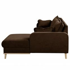Norrwood Canapé d’angle Nante - Microfibre Enza: Chocolat - Méridienne longue à droite (vue de face) -loftscape Boutique 1000330144 220304 051 DETAILS P000000001000330144