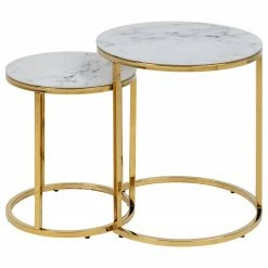 Fredriks Tables gigognes Katori II (lot de 2) - Verre / Métal - Imitation marbre blanc / Doré -loftscape Boutique 1000330559 220208 14494500030 DETAILS P000000001000330559