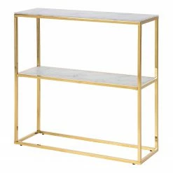 Fredriks Console Katori I - Verre / Métal - Imitation marbre blanc / Doré