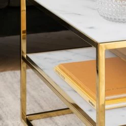 Fredriks Table basse Katori VII - Verre / Métal - Imitation marbre blanc / Doré -loftscape Boutique 1000330561 220208 14502200045 DETAILS P000000001000330561