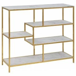 Fredriks Étagère Katori I - Verre / Métal - Imitation marbre blanc / Doré
