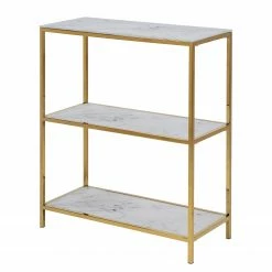 Fredriks Étagère Katori II - Verre / Métal - Imitation marbre blanc / Doré