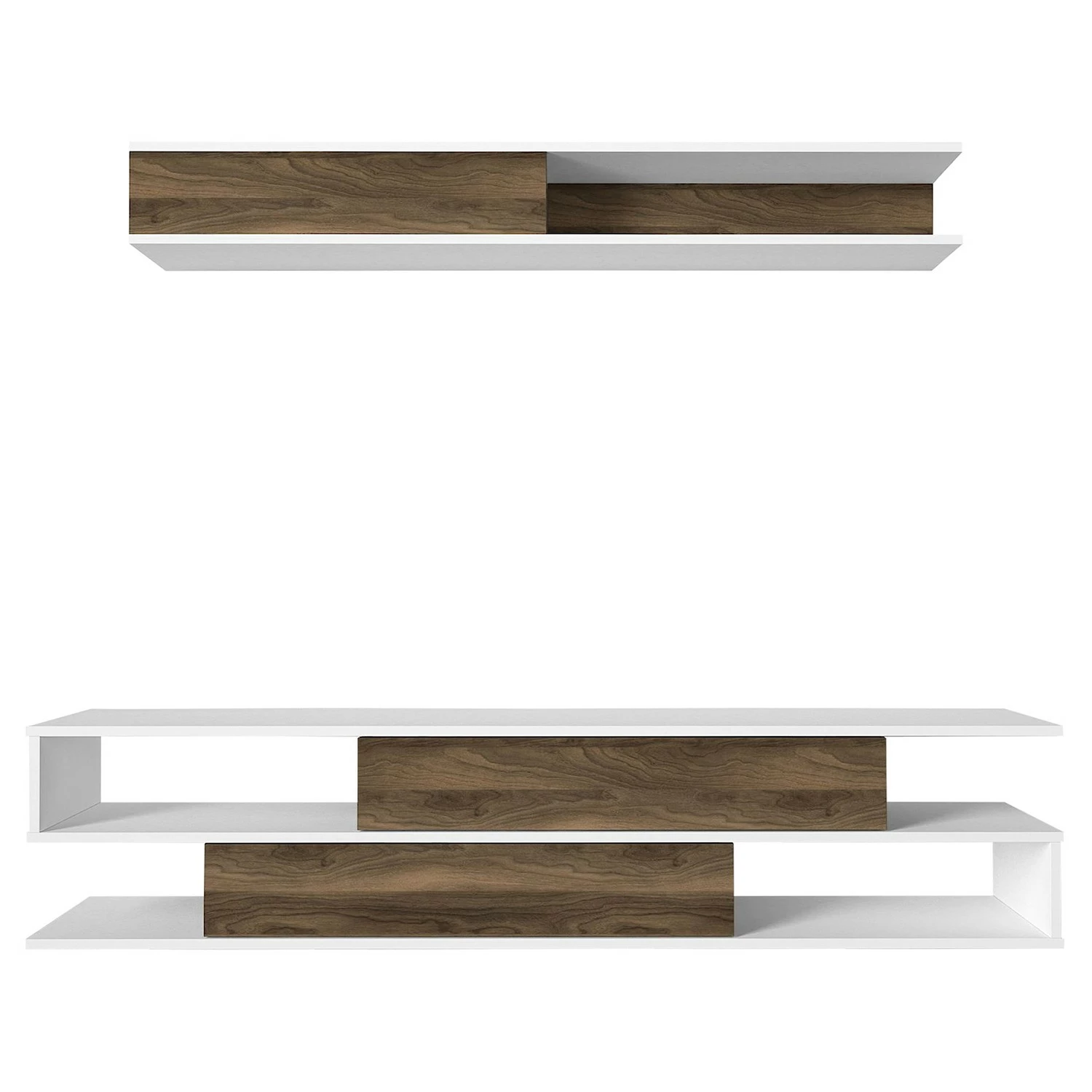 Loftscape Ensemble meubles TV Morioka - Blanc / Imitation noyer 9 Loftscape Ensemble meubles TV Morioka - Blanc / Imitation noyer – Image 7