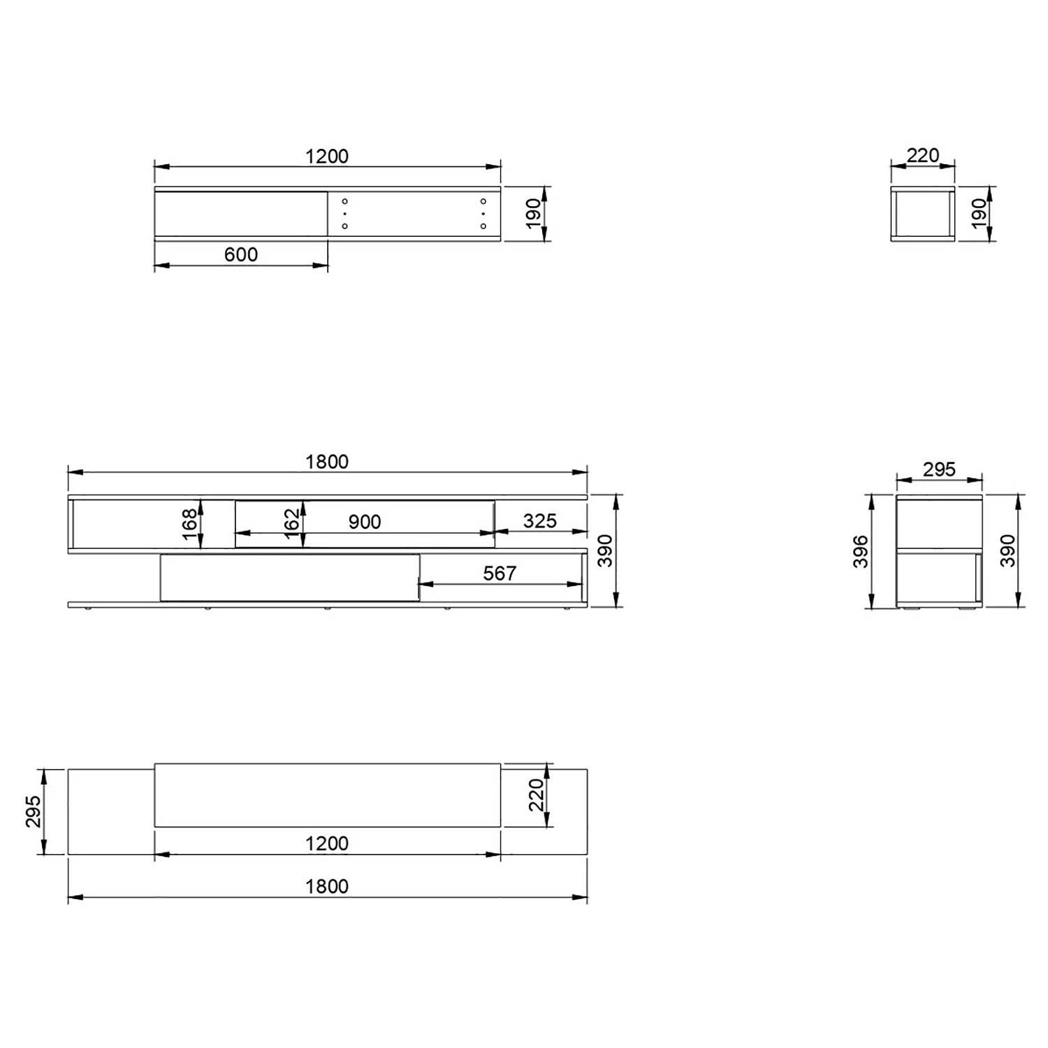 Loftscape Ensemble meubles TV Morioka - Blanc / Imitation noyer 11 Loftscape Ensemble meubles TV Morioka - Blanc / Imitation noyer – Image 9