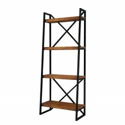Red Living Étagère Wilga - Pin massif / Métal - Pin / Noir