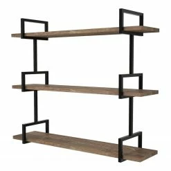 Red Living Tablette murale Ulm - Pin massif / Métal - Pin / Noir