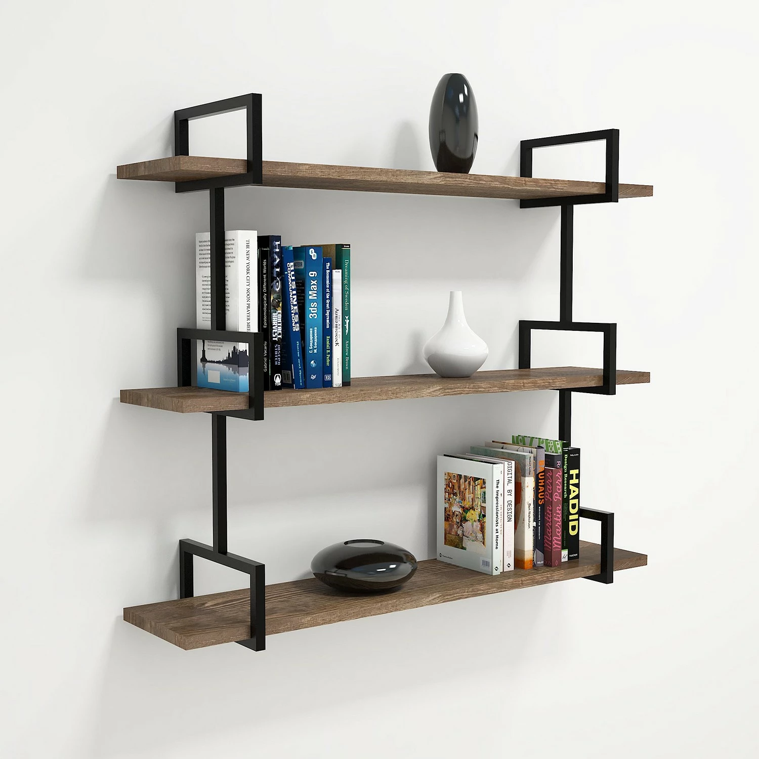 Red Living Tablette murale Ulm - Pin massif / Métal - Pin / Noir 4 Red Living Tablette murale Ulm - Pin massif / Métal - Pin / Noir – Image 2