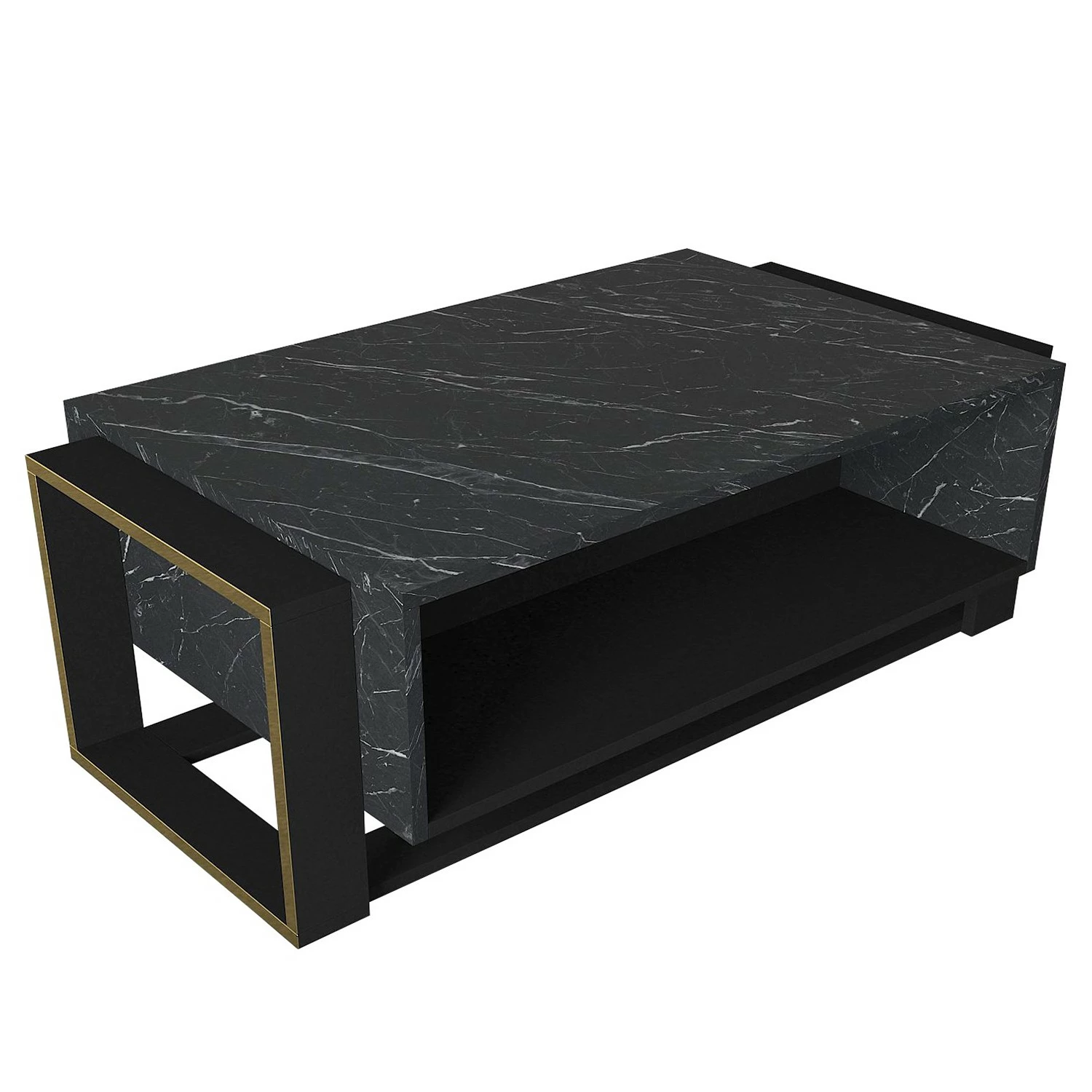 Loftscape Table basse Board Luca - Imitation marbre noir / Doré 9 Loftscape Table basse Board Luca - Imitation marbre noir / Doré – Image 7