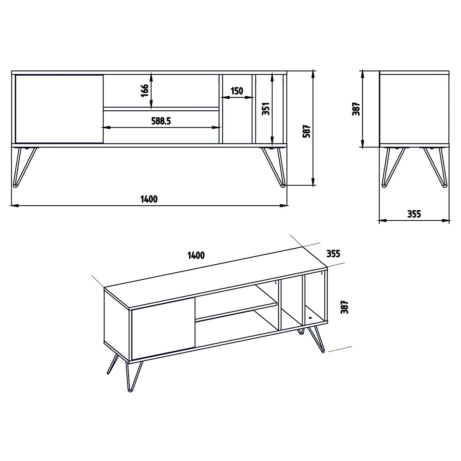 Red Living Meuble TV Vidago I - Imitation noyer / Anthracite 7 Red Living Meuble TV Vidago I - Imitation noyer / Anthracite – Image 5