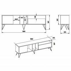 Red Living Meuble TV Vidago II - Imitation noyer / Anthracite -loftscape Boutique 1000333656 220302 500 SKETCH DETAILS P000000001000333656 sketch