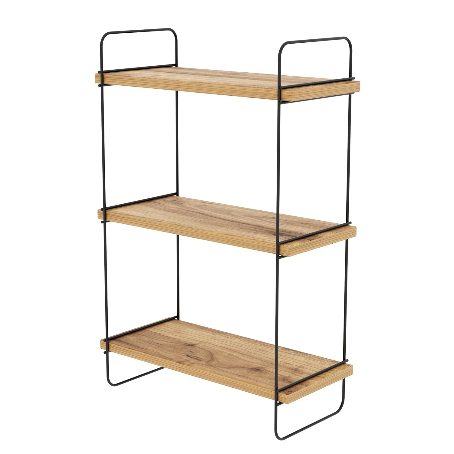 Red Living Étagère murale Papasan - Métal - Imitation chêne / Noir 3 Red Living Étagère murale Papasan - Métal - Imitation chêne / Noir