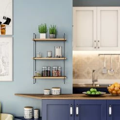 Red Living Étagère murale Papasan - Métal - Imitation chêne / Noir 12 Red Living Étagère murale Papasan - Métal - Imitation chêne / Noir -loftscape Boutique 1000333685 220302 023 MOOD DETAILS P000000001000333685 mood