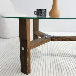 Loftscape Table basse Down Under Eukoa - Verre / Noyer massif - Noyer -loftscape Boutique 1000333695 220302 031 DETAILS P000000001000333695