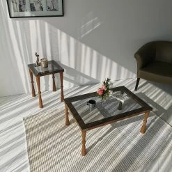 Ars Natura Bout de canapé Donatella - Verre / Noyer massif - Noir fumé / Noyer clair -loftscape Boutique 1000333706 220302 023 MOOD DETAILS P000000001000333706 mood