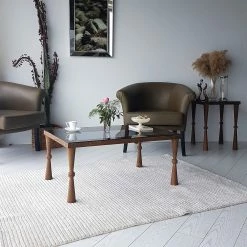 Ars Natura Bout de canapé Donatella - Verre / Noyer massif - Noir fumé / Noyer clair -loftscape Boutique 1000333706 220302 024 MOOD DETAILS P000000001000333706 mood