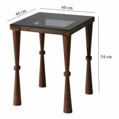 Ars Natura Bout de canapé Donatella - Verre / Noyer massif - Noir fumé / Noyer clair -loftscape Boutique 1000333706 220302 500 SKETCH DETAILS P000000001000333706 sketch