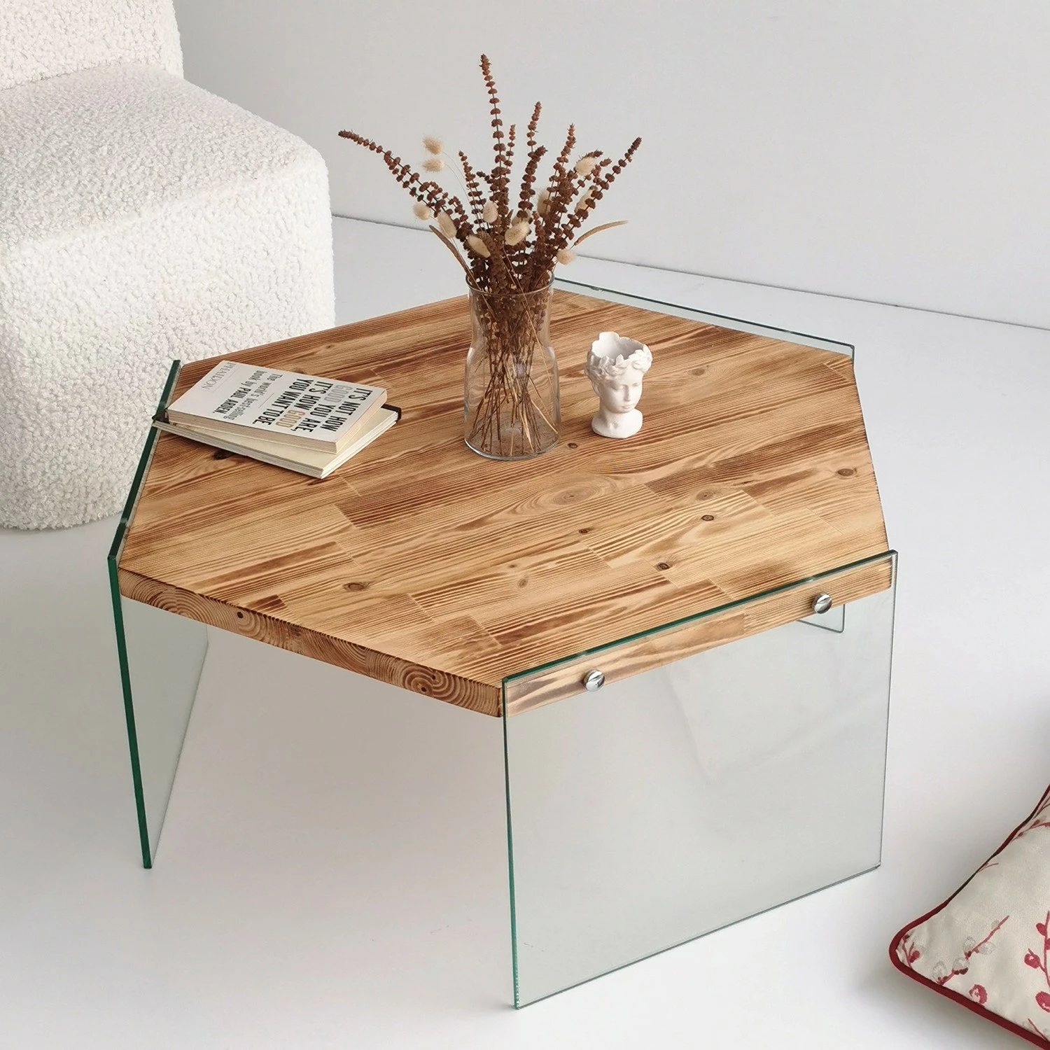 Loftscape Table basse Haditha - Verre / Pin massif 7 Loftscape Table basse Haditha - Verre / Pin massif – Image 5