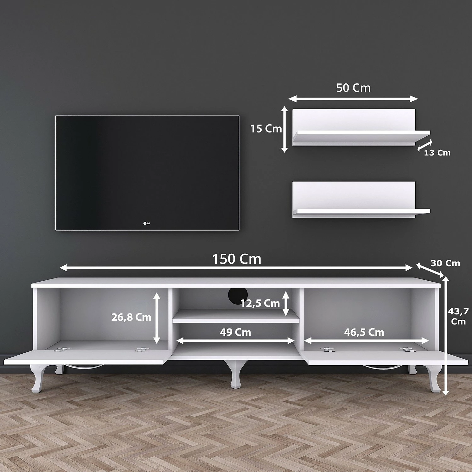 Loftscape Ensemble meubles TV Toivo (3 éléments) - Blanc 10 Loftscape Ensemble meubles TV Toivo (3 éléments) - Blanc – Image 8