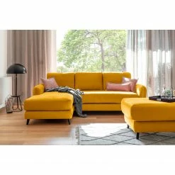 Loftscape Canapé d’angle Tatan - Microfibre Faria: Jaune - Méridienne courte à gauche (vue de face) - Sans repose-pieds -loftscape Boutique 1000336869 220401 050 DETAILS P000000001000336869