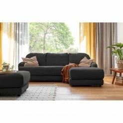 Loftscape Canapé d’angle Tandil - Tissu Dolly: Noir - Méridienne courte à droite (vue de face) - Avec repose-pieds -loftscape Boutique 1000336894 220401 080 DETAILS P000000001000336894