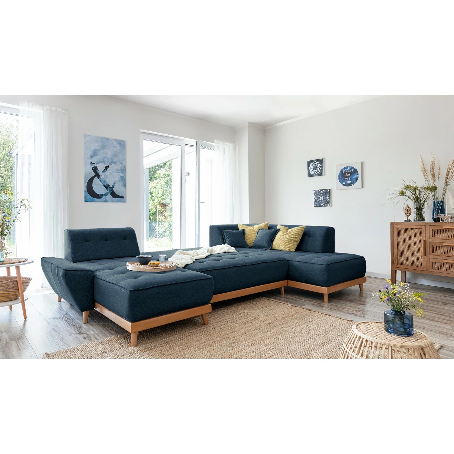 Norrwood Canapé panoramique Surribas - Tissu Lark: Bleu foncé - Méridienne courte à gauche / longue à droite (vue de face) 5 Norrwood Canapé panoramique Surribas - Tissu Lark: Bleu foncé - Méridienne courte à gauche / longue à droite (vue de face) – Image 3