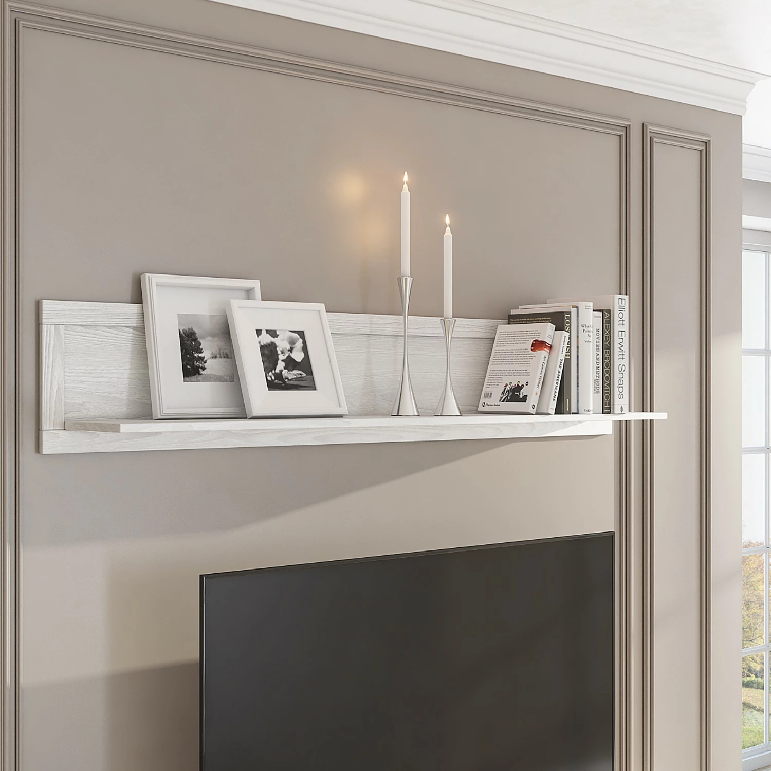 Ridgevalley Étagère murale Emmanuela - Imitation épicéa blanc 4 Ridgevalley Étagère murale Emmanuela - Imitation épicéa blanc – Image 2