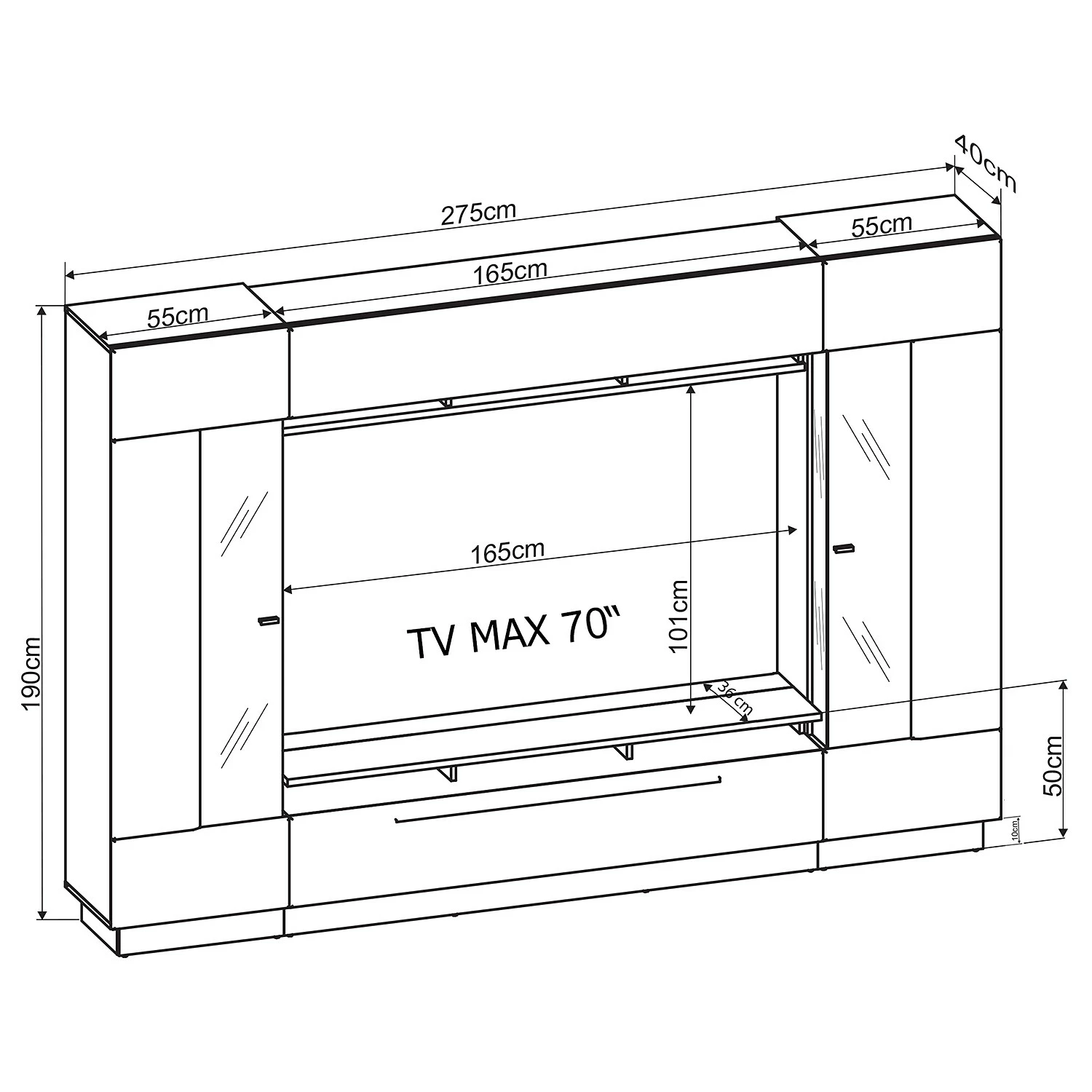 Fredriks Ensemble meubles TV Bylas (4 éléments) - Noir brillant 8 Fredriks Ensemble meubles TV Bylas (4 éléments) - Noir brillant – Image 6