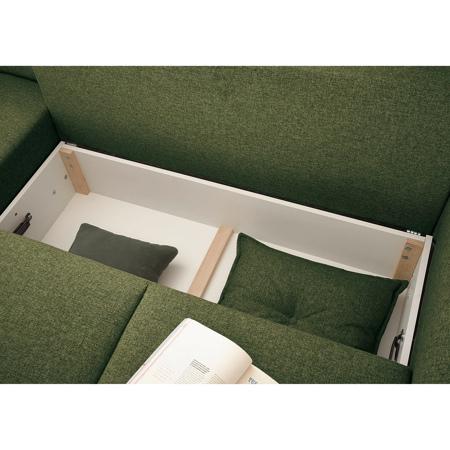 Norrwood Canapé d’angle Rutherford I - Tissu Denga / Microfibre Laci: Vert vieilli / Vert - Méridienne courte montable des deux côtés 9 Norrwood Canapé d’angle Rutherford I - Tissu Denga / Microfibre Laci: Vert vieilli / Vert - Méridienne courte montable des deux côtés – Image 7
