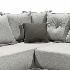 Mørteens Canapé d’angle Rutherford II - Tissu Denga / Microfibre Laci: Argent / Anthracite - Méridienne longue montable des deux côtés -loftscape Boutique 1000340481 220513 100 DETAILS P000000001000340481