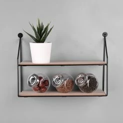 Loftscape Étagère murale Cuddalore - Métal - Noir / Imitation chêne -loftscape Boutique 1000341912 220323 021 MOOD DETAILS P000000001000341912 mood