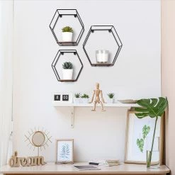 Loftscape Étagères murales Comfortline (lot de 3) - Métal - Noir / Imitation chêne -loftscape Boutique 1000341915 220323 022 MOOD DETAILS P000000001000341915 mood