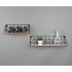 Loftscape Étagères murales Fluffy (lot de 2) - Métal - Noir / Imitation chêne -loftscape Boutique 1000341918 220323 021 MOOD DETAILS P000000001000341918 mood