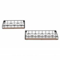 Loftscape Étagères murales Fluffy (lot de 2) - Métal - Noir / Imitation chêne -loftscape Boutique 1000341918 220323 030 DETAILS P000000001000341918