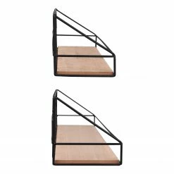 Loftscape Étagères murales Fluffy (lot de 2) - Métal - Noir / Imitation chêne -loftscape Boutique 1000341918 220323 040 DETAILS P000000001000341918