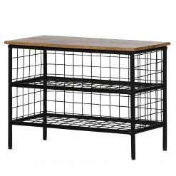 Red Living Étagère à chaussures Ugo - Manguier massif / Métal - Manguier / Noir