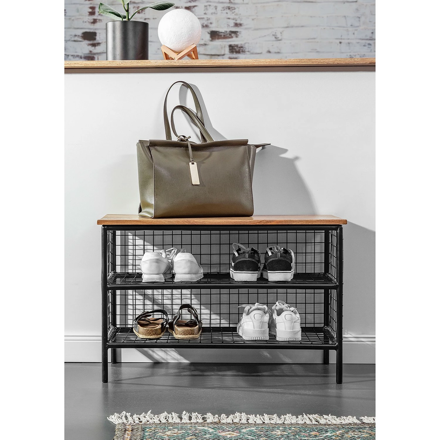 Red Living Étagère à chaussures Ugo - Manguier massif / Métal - Manguier / Noir 4 Red Living Étagère à chaussures Ugo - Manguier massif / Métal - Manguier / Noir – Image 3