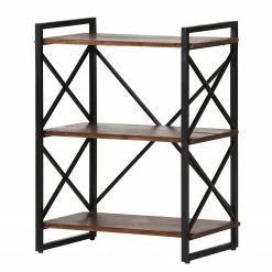 Red Living Étagère Ugo II - Manguier massif / Métal - Manguier / Noir