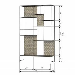 Red Living Étagère Quito - Métal - Laiton vieilli / Noir -loftscape Boutique 1000342095 220401 500 SKETCH DETAILS P000000001000342095 sketch