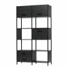Red Living Étagère Sarhua - Pin massif / Métal - Pin noir / Noir
