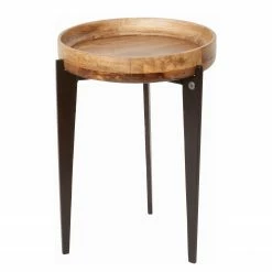 Tom Tailor Bout de canapé Richland I - Manguier massif / Aluminium - Manguier / Noir