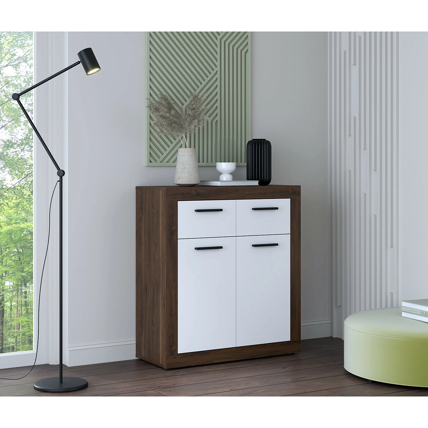 Loftscape Buffet Ballito - Blanc / Imitation noyer 4 Loftscape Buffet Ballito - Blanc / Imitation noyer – Image 2