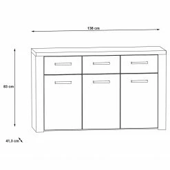 Loftscape Commode Parksville - Imitation chêne Sonoma -loftscape Boutique 1000342467 220404 500 SKETCH DETAILS P000000001000342467 sketch
