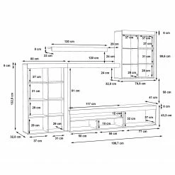 Loftscape Ensemble meubles TV Sacaton - Imitation bois recyclé / Imitation béton -loftscape Boutique 1000342477 220404 501 SKETCH DETAILS P000000001000342477 sketch
